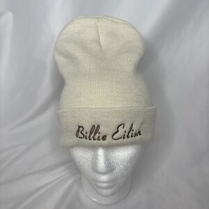 Billie Eilish Script Logo Cuffed Knit Beanie Winter Hat Cap‎ Cream Brown